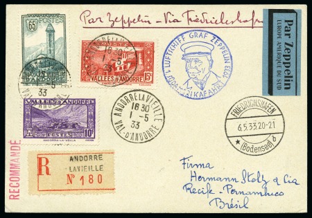 Stamp of Colonies françaises » Andorre (Poste française) 1933 (1er Mai) Premier vol vers l'Amérique du Sud,