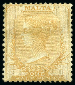 Stamp of Malta 1860-82, 1/2d Mint &used collection written up on 