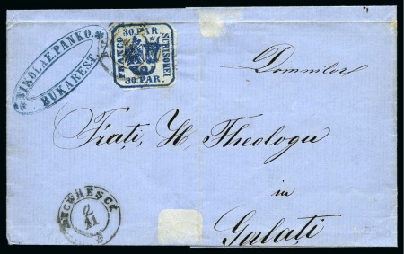 Stamp of Romania 1863 Folded lettersheet franked 30pa blue bearing