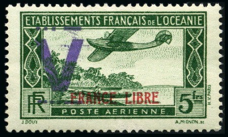 Stamp of Colonies françaises » Océanie 1941 Surcharge "V" en violet sur 24 timbres différ