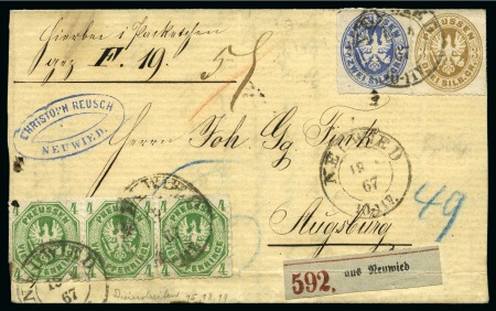 Stamp of German States » Prussia 1867 Reg'd cover to Augsburg with 4pf green in str