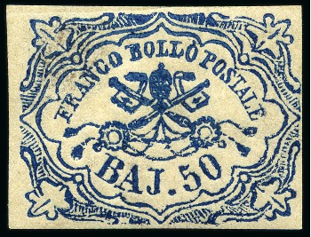 Stamp of Rarities of the World ITALIAN STATES - PAPAL STATES
1864 50 baj Dark
