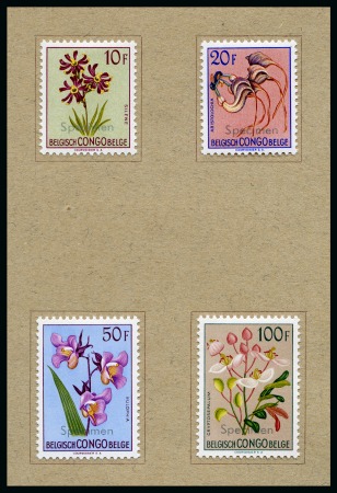 Stamp of Belgian Congo 1952-53 Flowers SPECIMEN set hinged in a Courvoisi