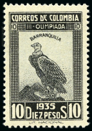 Stamp of Colombia 1935 III Olympiada, complete set of 16 values from