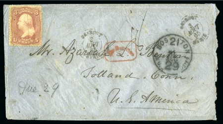 Stamp of Lebanon » French Levant Post Offices 1865 Beirut to Tolland, Conn. USA. Unpaid single r