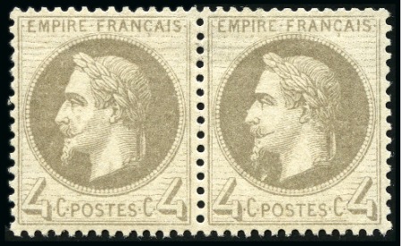 Stamp of France 4c Empire Lauré en paire neuve, TB