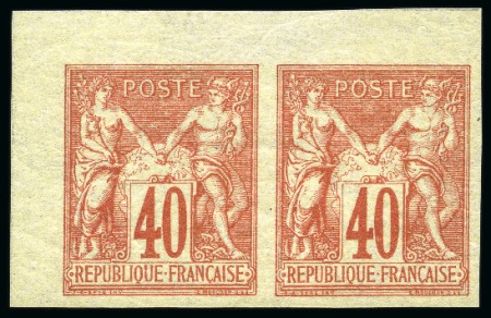 Stamp of France 40c Sage N sous B, non dentelé, en paire neuve san