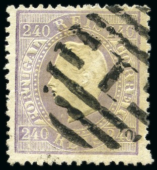 Stamp of Portugal 1870 240r violet, used, light grease spot else fin