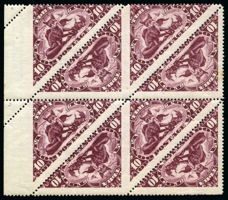 Stamp of Tannu Tuva 1935 Fauna of Touva 10k Fox block of 8 showing twi