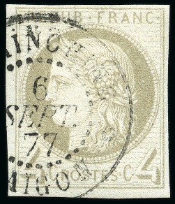 Stamp of Colonies françaises 1872-77 Cérès 4c gris, belle oblitération Saigon 6