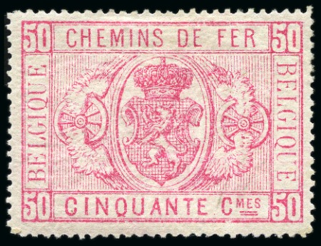Stamp of Belgium Chemins de Fer 1879 50c rose, très bon centrage, s