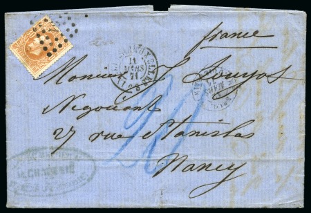 Stamp of Belgium » Belgique. 1869-83 Nouveaux types et nouvelles valeurs (COB 26-37) 30c ocre: Deux lettre de Bruxelles pour Nancy, une
