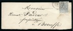 Stamp of Belgium » Belgique. 1866-67 Petit Lion (COB 22-25) 1c gris avec inscription au dos "Timbres Pos" obl.