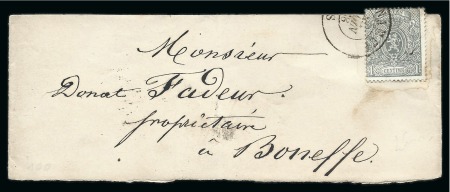 Stamp of Belgium » Belgique. 1866-67 Petit Lion (COB 22-25) 1c gris avec inscription au dos "Timbres Pos" obl.