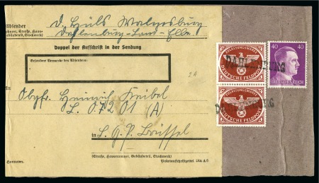 Stamp of Germany » Fieldpost WW II » Fieldpost WW II - Wehrmacht 1942 Eagle-type, chestnut colour, trio comprising