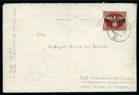 Stamp of Germany » Fieldpost WW II » Fieldpost WW II - Wehrmacht 1944 Rhodes Inselpost chestnut with black overprin