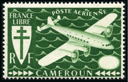 Stamp of Colonies françaises » Cameroun 1942 50F vert avec variété "Valeur omise", neuf sa