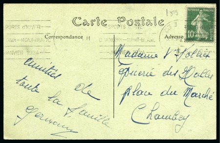 Stamp of France 1924 Flamme spéciale SPORTS D'HIVER / CHAMONIX MON