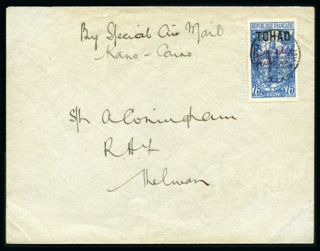 Stamp of Colonies françaises » Tchad 1925 Vol spécial Kano-Le Caire avec càd d'arrivée