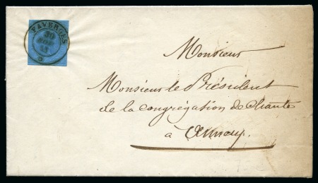 Stamp of Auction catalogues FAVERGES Càd sarde Faverges 30.11.1853 sur 20c sar