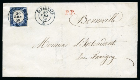 Stamp of Auction catalogues S. GERVAIS Càd sarde bleuté S. Gervais 30.01.1859