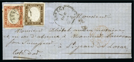 Stamp of Auction catalogues ANNECY Càd sarde Annecy 1.12.1858 sur 40c (un coup