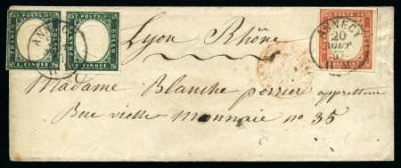 Stamp of Auction catalogues ANNECY Càd sarde Annecy 20.08.1857 sur 5c vert myr