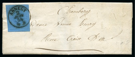 Stamp of Auction catalogues ANNECY Càd sarde Annecy 2.06.1854 sur 20c sarde II