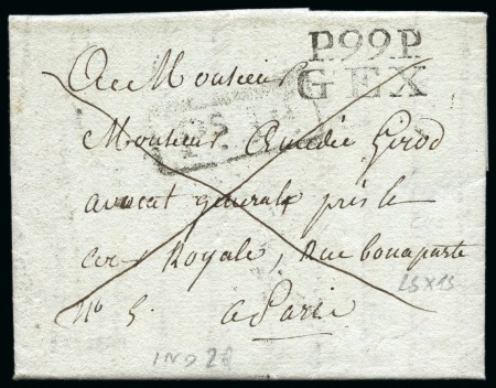 Stamp of Auction catalogues P99P GEX très bien frappé sur lettre 1814 pour Par