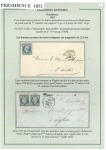 Stamp of Colonies françaises » Algérie 1853-1862, Utilisation des Empire non dentelés en Algérie, collection de 35 lettres sur 17 pages d'exposition dont rarissime 40c avec Piquage d'Alger sur lettre d'Alger