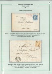 Stamp of Colonies françaises » Algérie 1871-1876, Rares oblitérations linéaires, Collection de 5 lettres sur 3 pages d'exposition dont rarissime griffe linéaire PONT DE l'ISSER sur 15c Cérès pour Tlemcen