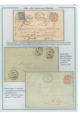 Stamp of Colonies françaises » Algérie 1900-1962, Collection sur les Entiers postaux, attirante collection de 98 entiers postaux sur 43 pages d'exposition