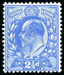 Stamp of Great Britain » King Edward VII » 1911 Harrison & Sons Issues 1911 2 1/2d Bright Blue with INVERTED WATERMARK, mint
