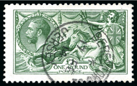 Stamp of Great Britain » King George V » 1913-19 Seahorse Issues 1913 Waterlow Seahorse £1 green with neat "Beresford St. / Jersey" cds