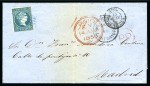 Stamp of Spain » Spanish West Indies 1858 Folded cover to Madrid franked by 1857-60 1/2R
