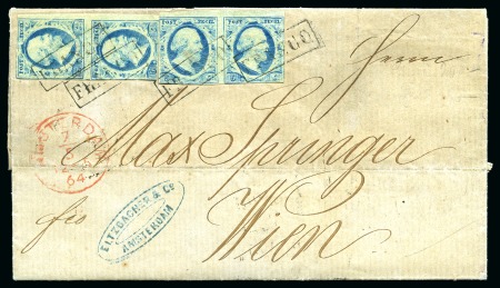 Stamp of Netherlands 1864-68, Small archive of five covers to Vienna: one