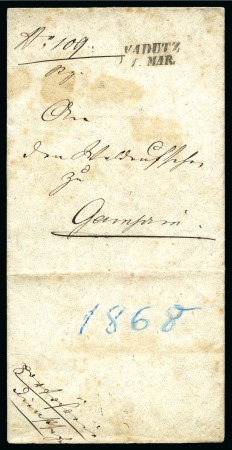 Stamp of Liechtenstein 1868 Folded cover to Nendeln bearing a nice strike