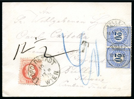 Stamp of Austria 1879 Cover from Vienna to Bulle, Switzerland insufficiently