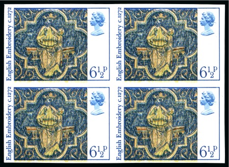 Stamp of Great Britain » Queen Elizabeth II 1976 Christmas 6 1/2p mint nh imperforate block of four
