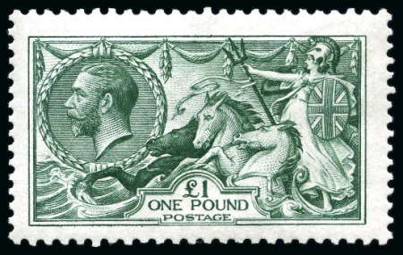 Stamp of Great Britain » King George V » 1913-19 Seahorse Issues 1913 Waterlow £1 deep green Seahorse mint nh