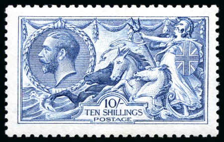 Stamp of Great Britain » King George V » 1913-19 Seahorse Issues 1915 De La Rue 10s blue Seahorse, mint nh, very fine