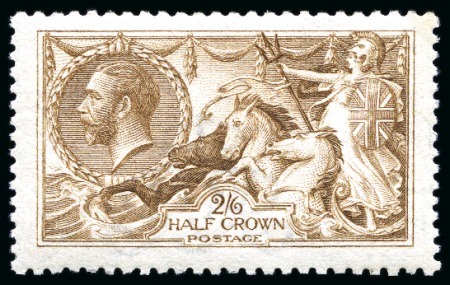 Stamp of Great Britain » King George V » 1913-19 Seahorse Issues 1915 De La Rue 2s6d yellow brown Seahorse, mint nh