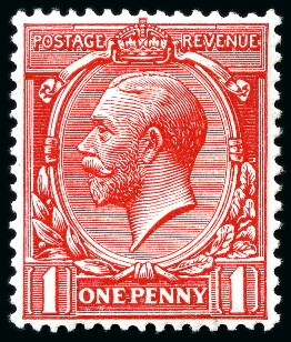 Stamp of Great Britain » King George V » 1912-24 Profile Head Issues 1912-24 1d Deep Scarlet (varnish ink), mint nh