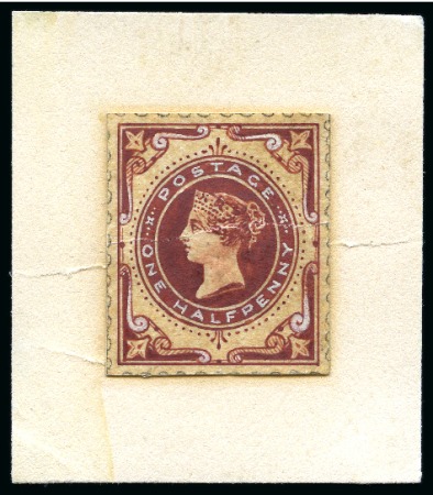 Stamp of Great Britain » 1855-1900 Surface Printed » 1887-1900 Jubilee Issue & 1891 £1 Green 1887 1/2d Vermilion hand-painted essay, similar to the chosen design for the 1s