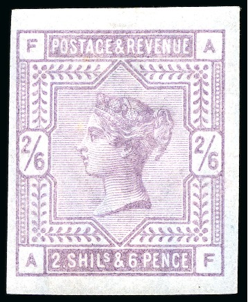 Stamp of Great Britain » 1855-1900 Surface Printed » 1883-84 & 1888 High Values 1883-84 2s6d Lilac pl.1 imperf. IMPRIMATUR, mint og