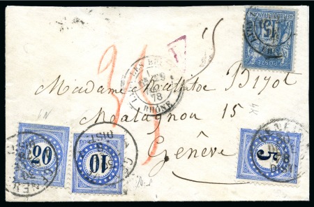Stamp of France 1878 Petite envelope de Lyon pour Genève en Suisse,