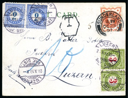 Stamp of Great Britain » 1854-1900 Postal History of the Perforated Line Engraved and Surface Printed Issues 1897 Postcard from Sunderland to Luzern/Switzerland