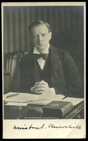 Stamp of Great Britain » Queen Elizabeth II Winston Churchill signed photographic postcard showing a young adult Churchill