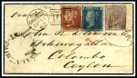 Stamp of Great Britain » 1854-1900 Postal History of the Perforated Line Engraved and Surface Printed Issues 1862 (Apr 10) Mourning envelope to CEYLON