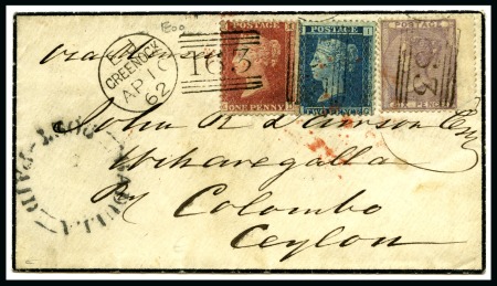 Stamp of Great Britain » 1854-1900 Postal History of the Perforated Line Engraved and Surface Printed Issues 1862 (Apr 10) Mourning envelope to CEYLON